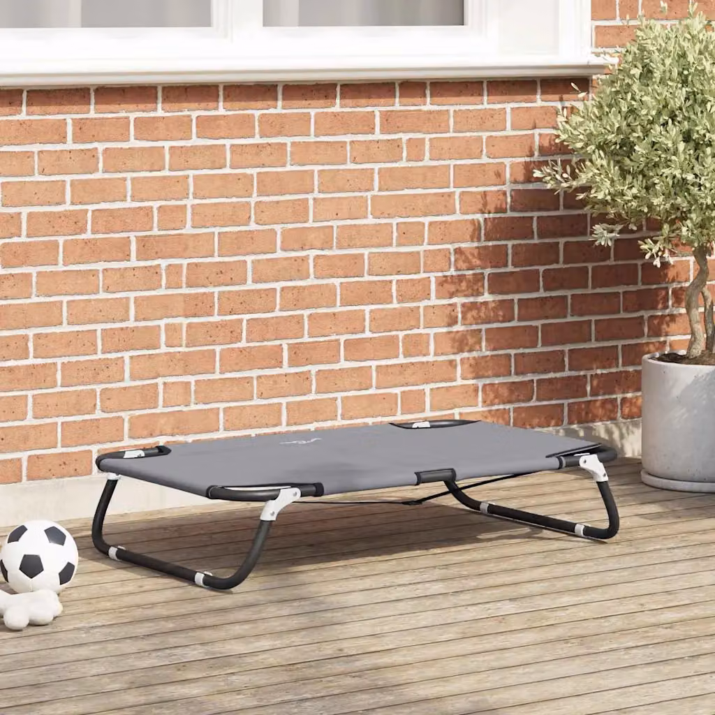 Letto per cani vidaXL in metallo grigio con bordo rialzato e base antiscivolo L 80 cm x P 55 cm x H 18 cm