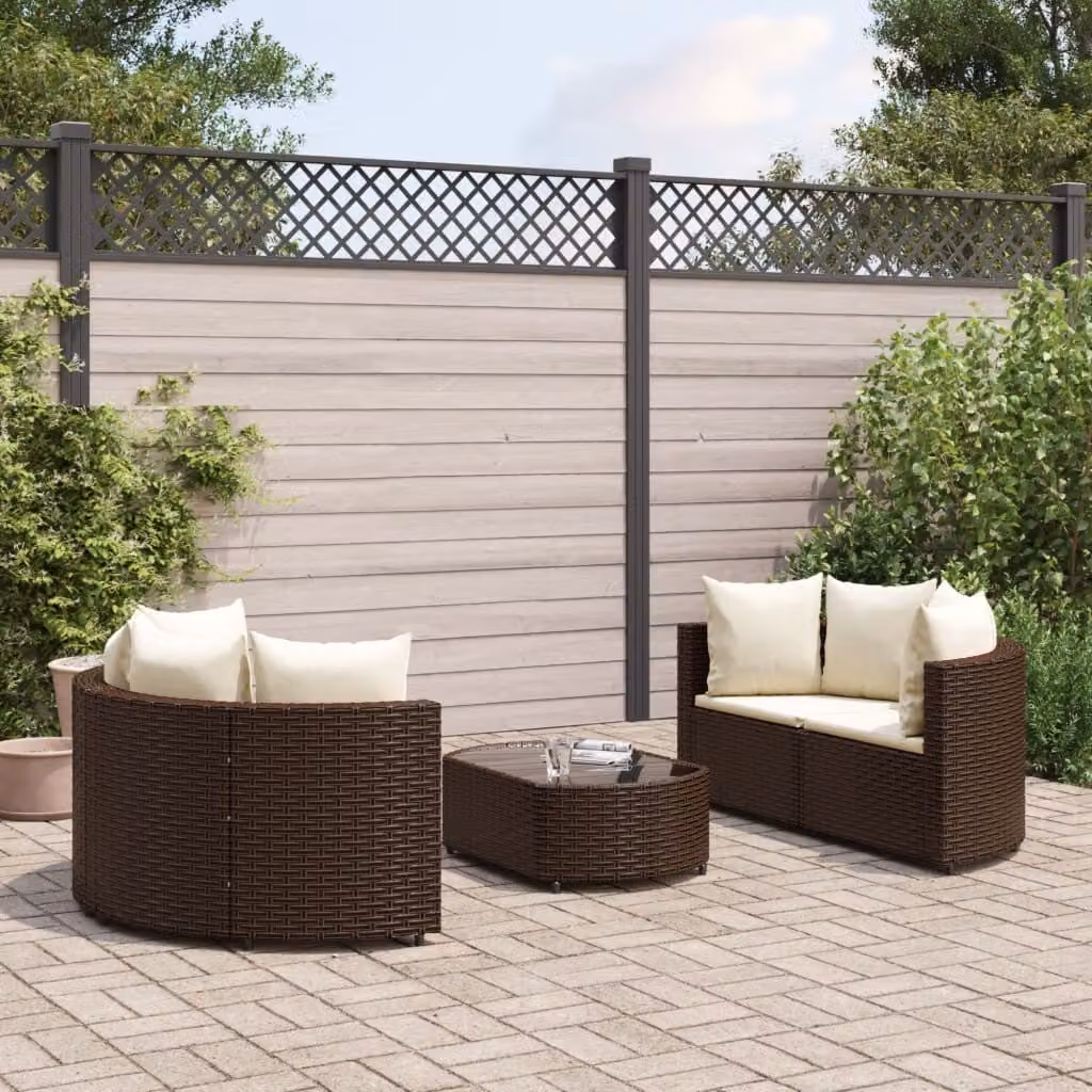 Maison Exclusive - Set divani da giardino 5 pezzi con cuscini Marrone Poly Rattan
