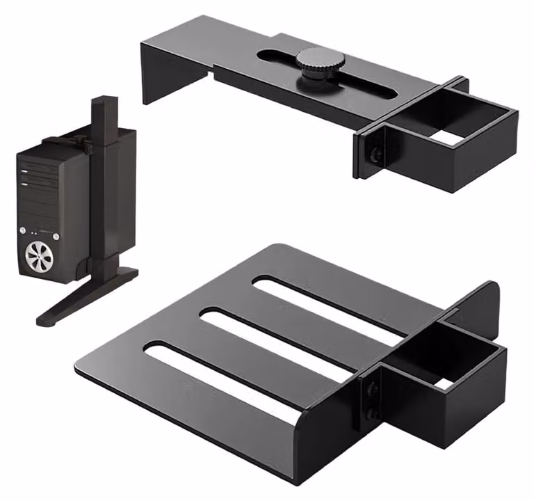 Supporto per PC da fissare sotto il tavolo - Supporto regolabile per PC fino a 20 kg - Acciaio legato - Nero - Adatto per computer desktop e gaming