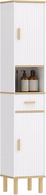 Mobile colonna bagno salvaspazio Xylo con 2 ante, cassetto e ripiano, bianco, H: 171.5 cm, L: 29.7 cm, P: 29.7 cm