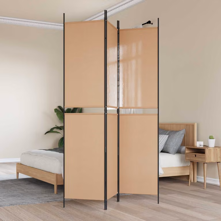 Pannello Divisorio vidaXL a 3 Pannelli Beige con Rivestimento in Tessuto L 150 cm x H 220 cm