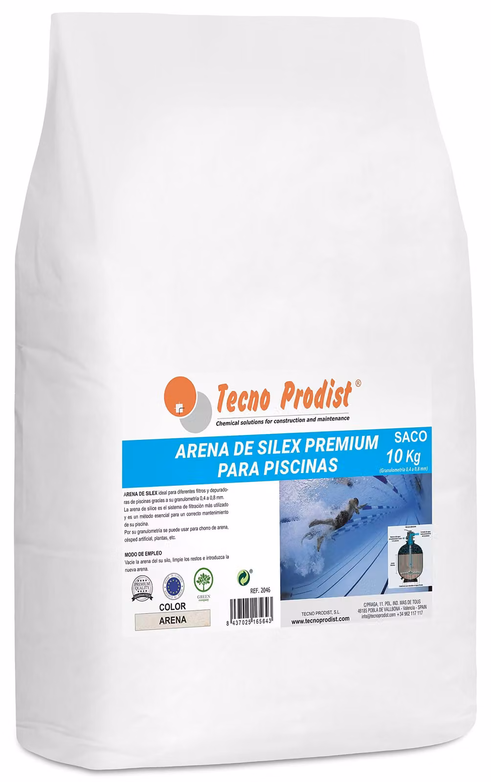 Sabbia filtrante per piscine, granulometria 0,4-0,8 mm, confezione da 10 kg, adatta per filtri per piscine
