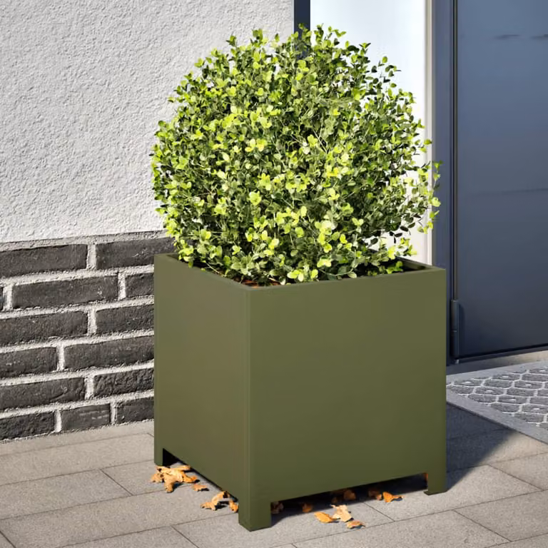 Fioriera da giardino vidaXL in acciaio verde, L/P/H: 40 x 40 x 40 cm
