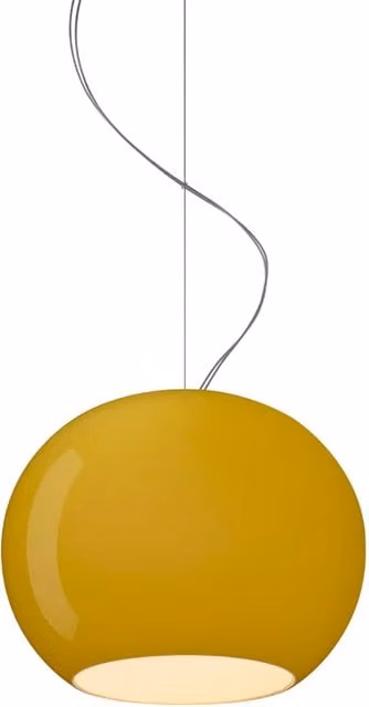 Lampada a sospensione Foscarini Buds 3 in vetro verde con dettagli in bambù