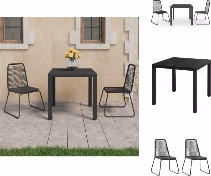vidaXL Set da pranzo da giardino 3 pezzi PVC rattan nero - Set di mobili da giardino