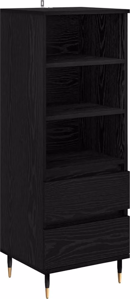 Credenza Rovere Nero 40 x 36 x 110 cm Legno multistrato