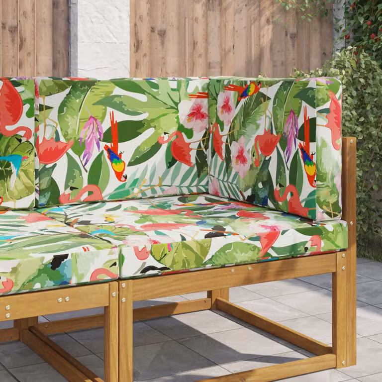 Cuscino per divano da esterno vidaXL multicolore con motivo floreale e animale in poliestere, L/P: 80 x 80 cm