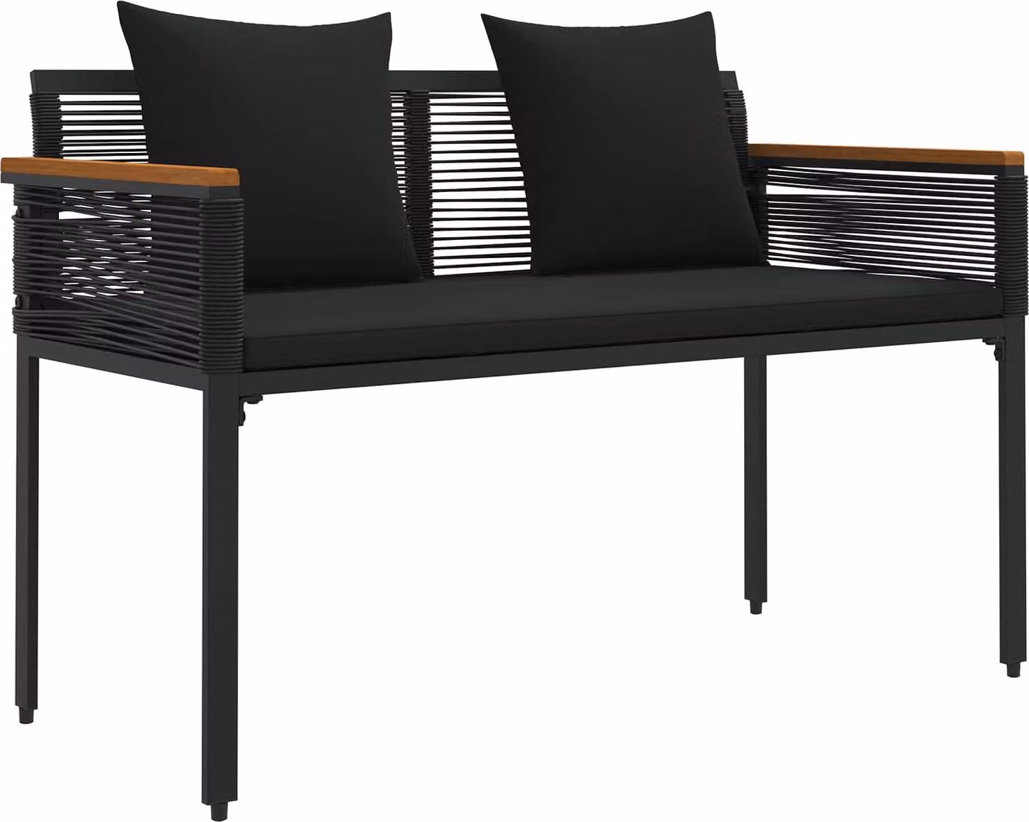 Panchina da esterno Nero 117 x 54 x 74.5 cm polyrattan