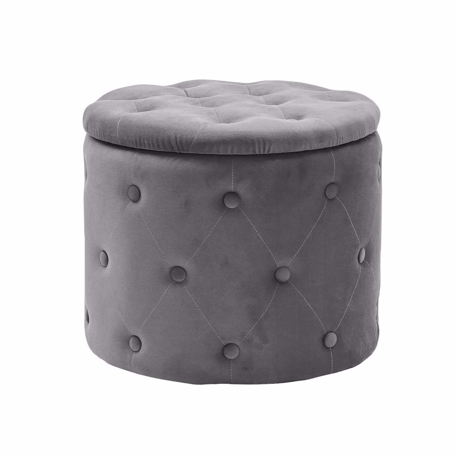Vestiamo Casa Pouf Contenitore Apribile Cilindrico Grigio H 40,5 cm x Diametro 48,5 cm – 1