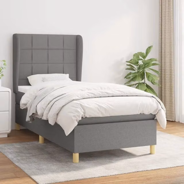 Letto Ibrido vidaXL con Giroletto a Molle e Materasso Grigio e Bianco L/P/H: 203 x 103 x 128 cm