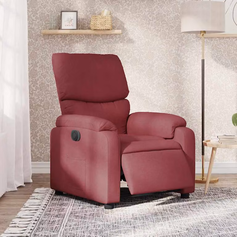 vidaXL Poltrona Elettrica Reclinabile in Tessuto Rosso con Braccioli e Funzione Auto-Return