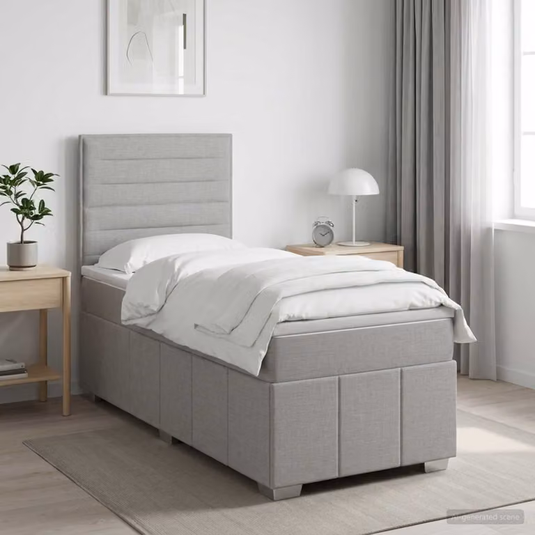 Letto box spring con materasso vidaXL Grigio Chiaro e Bianco L/P: 80 x 200 cm