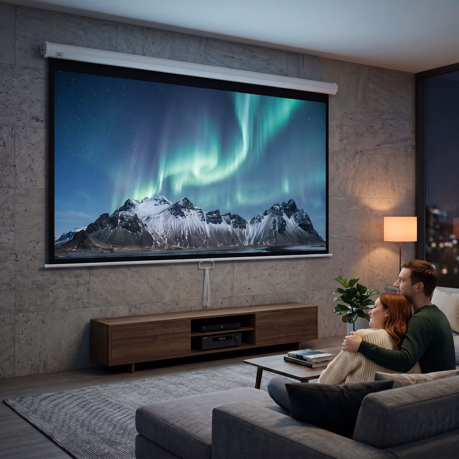 Telo per proiettore HOMCOM da 100 pollici con rapporto 16:9, bianco, per fissaggio a muro o soffitto, ideale per casa e ufficio – 2
