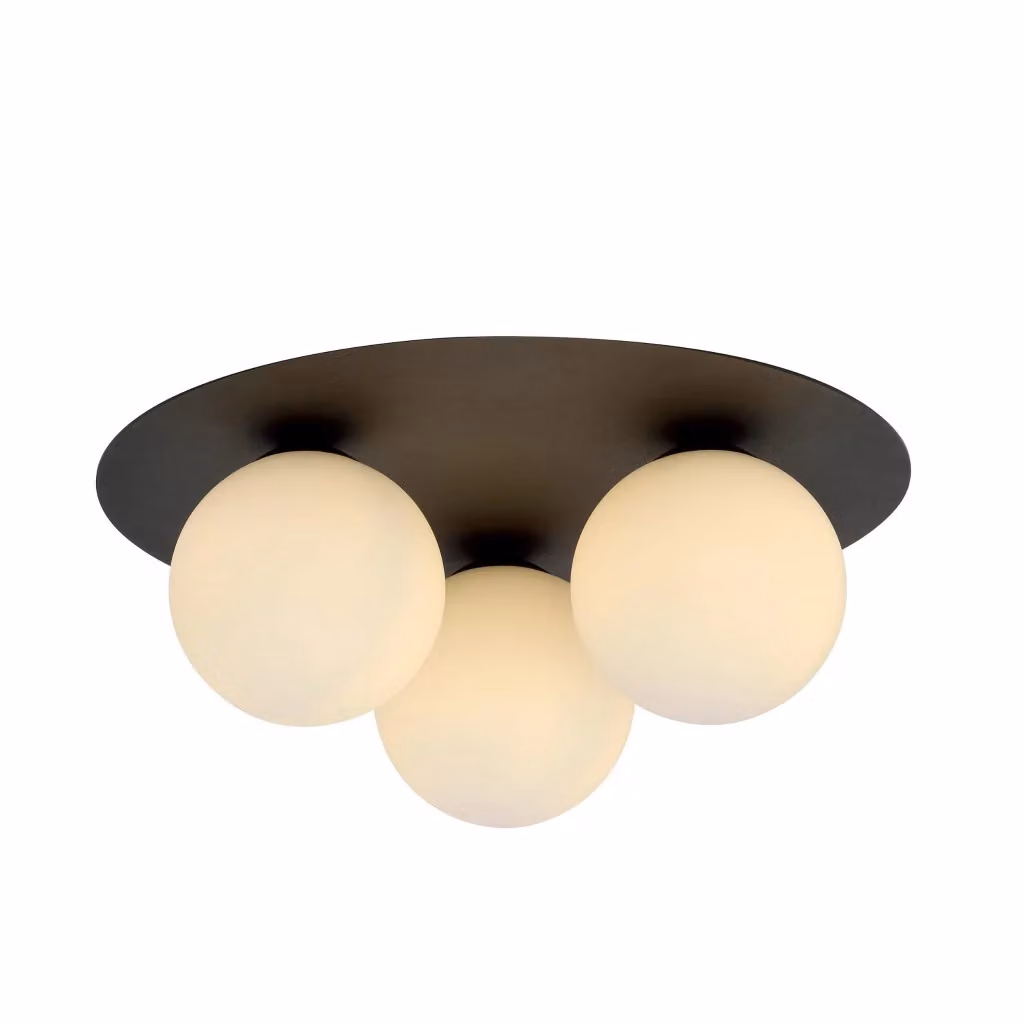 Plafoniera Emibig Solar con 3 luci E14 dimmerabile in metallo e vetro nero e opalino – 2