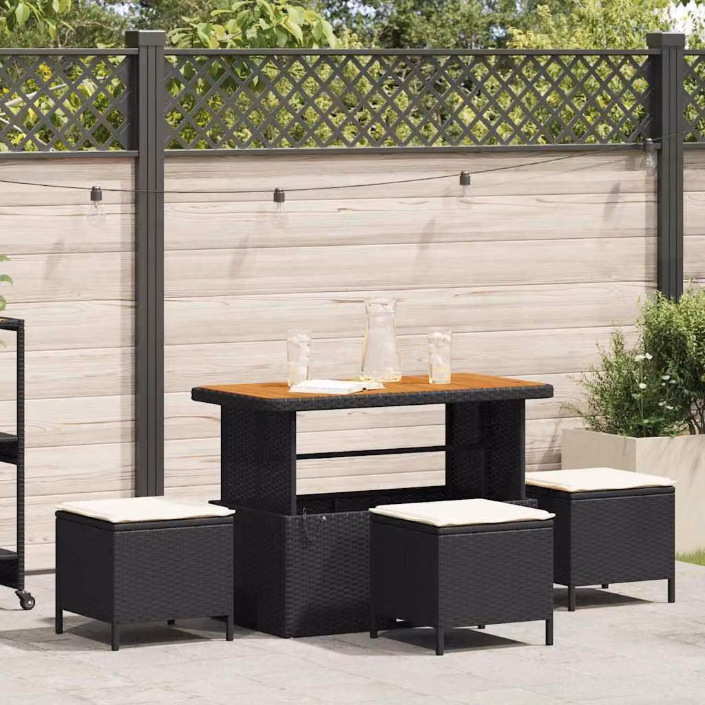Maison Exclusive - Set da giardino per esterni, 4 pezzi, in rattan sintetico nero
