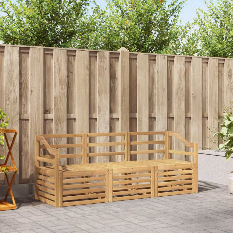 Set di divani da giardino vidaXL in legno di acacia massello bianco, 3 posti