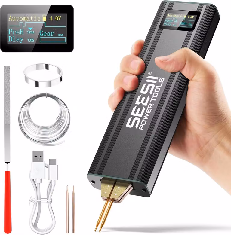 Saldatrice a punti portatile - Saldatrice a punti a batteria - 80 livelli di potenza - 3000 mAh - Display digitale - Adatta per batterie al litio - Per uso fai-da-te