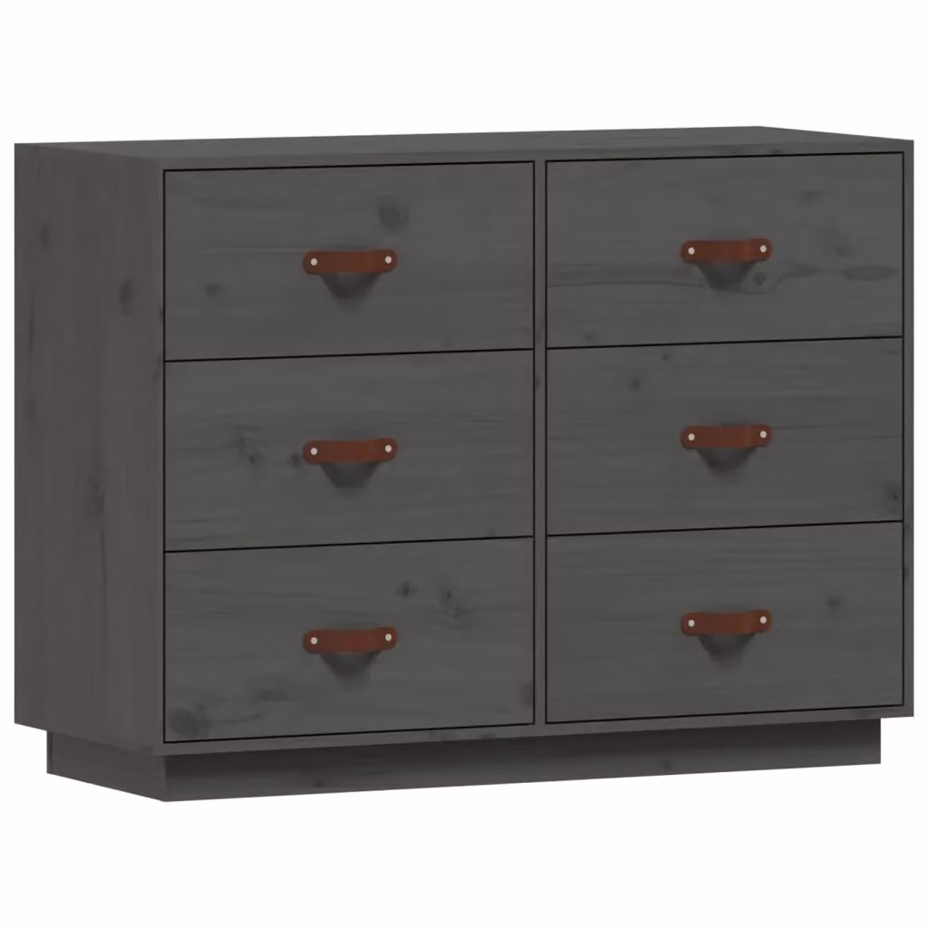 Credenza in legno massello di pino grigia stile rustico vidaXL L/P/H: 100 x 40 x 75 cm – 2
