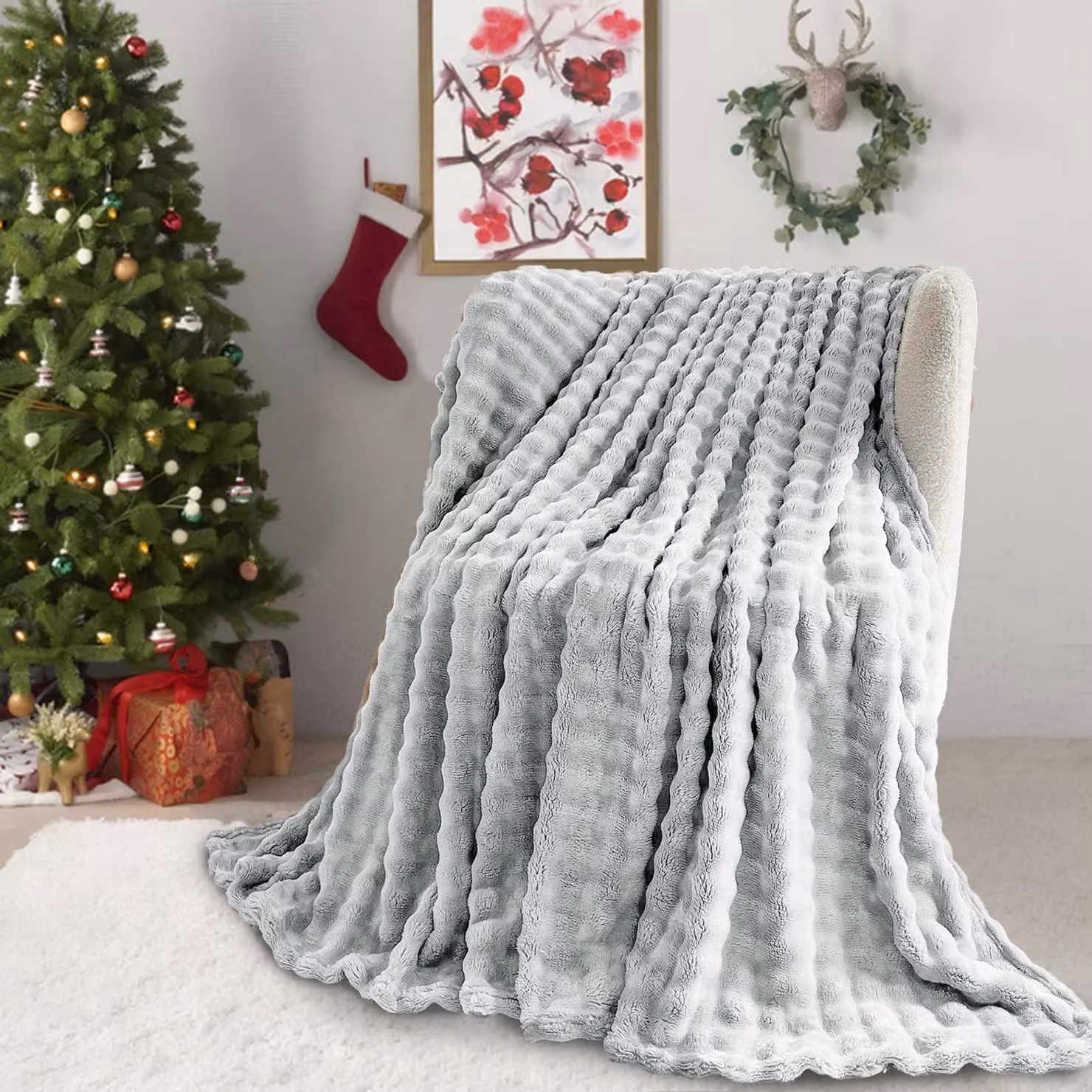 Piumino trapuntato - Super morbido e caldo - Grigio - 180x230 cm