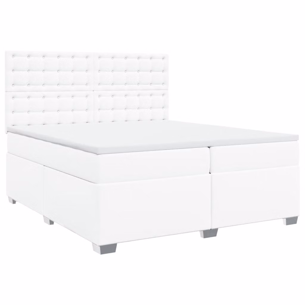 Giroletto a Molle con Materasso Bianco 200x200cm in Pelle finta