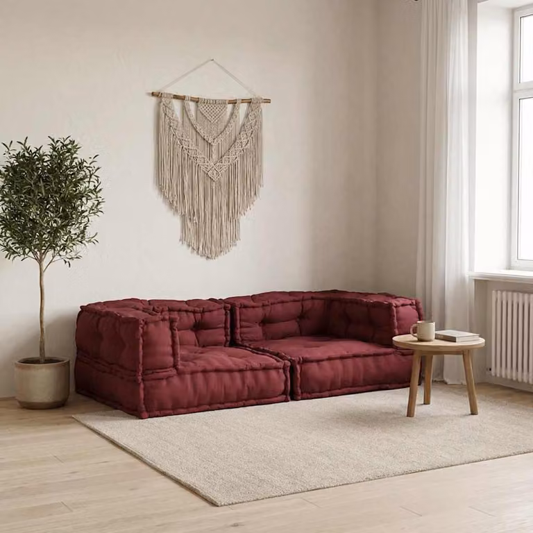 vidaXL Divano Modulare a 2 Posti in Tessuto Marrone Rossiccio L: 140 cm, P: 70 cm, H: 36 cm