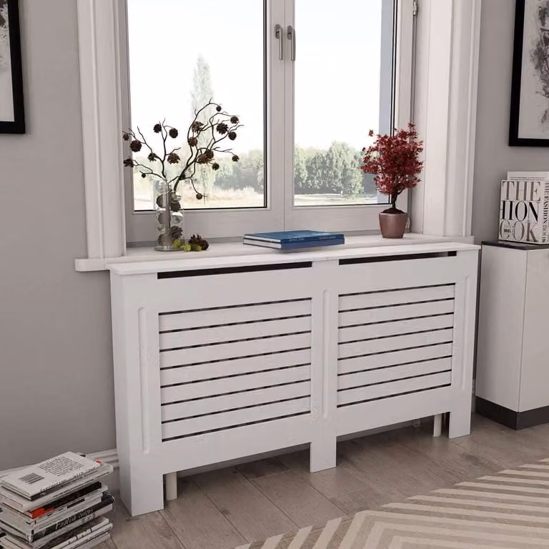 The Living Store Copriradiatore bianco 152×19×81,5 cm MDF