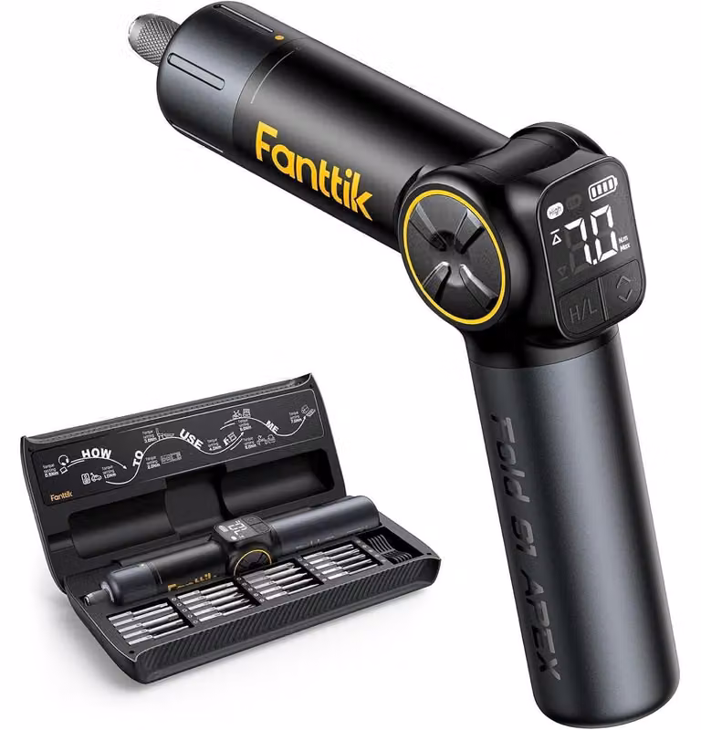 Avvitatore a batteria elettrico, 3,7V, 7Nm, attacco esagonale da 1/4 di pollice, 2 velocità, batteria da 2500mAh, ricarica tramite USB-C, maniglia pieghevole, 4 angolazioni