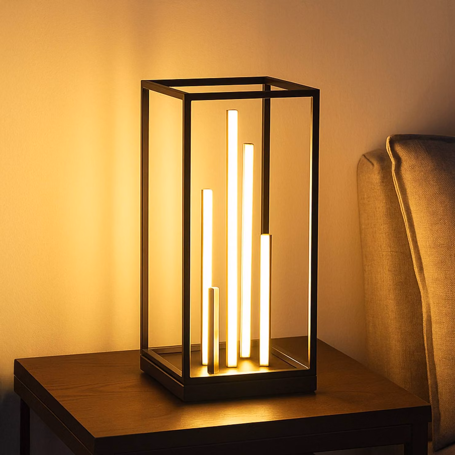 FISCHER & HONSEL Lampada da tavolo a LED Grid, dimmerabile, Nero, Soggiorno / Sala da pranzo, Metallo, Moderno, Lampada da tavolo LED