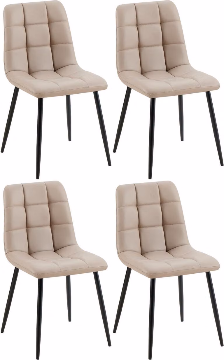 set di 4 sedie da pranzo - Pelle finta - Design di facile manutenzione | Colore: Taupe