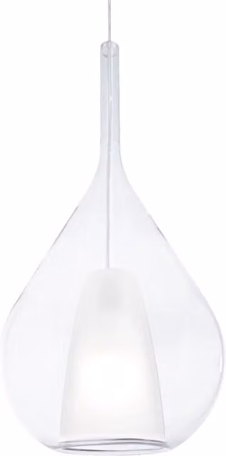 Sospensione Contemporanea Kalique Vetro Trasparente Bianco E Cromo E27 H59Cm