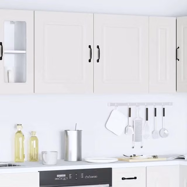 Set di 2 pensili da parete Kalmar Design Mania in legno multistrato bianco opaco L/P/H: 60 x 31 x 50 cm