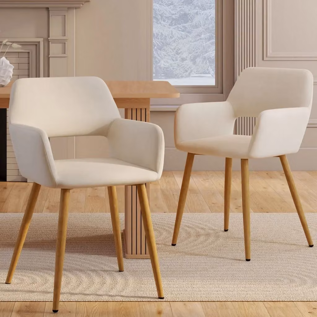 Set di 2 sedie da pranzo con braccioli HOLY IDMarket in velluto beige – 2