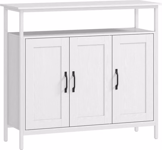 Mobile Basso Credenza Giordanoshop in MDF e Metallo Bianco Stile Industrial L: 100 cm, P: 35 cm, H: 88 cm