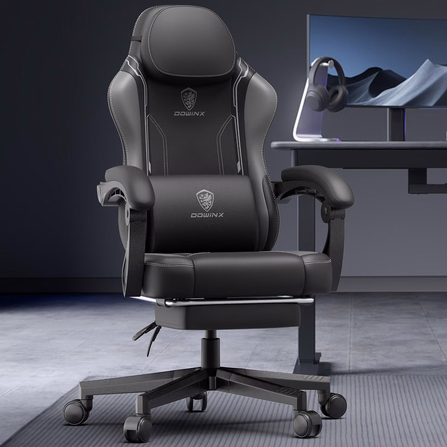 Sedia da gaming ergonomica - Sedia da gaming - Sedia da ufficio - Sedia nera - Poltrona - Rivestimento in ecopelle