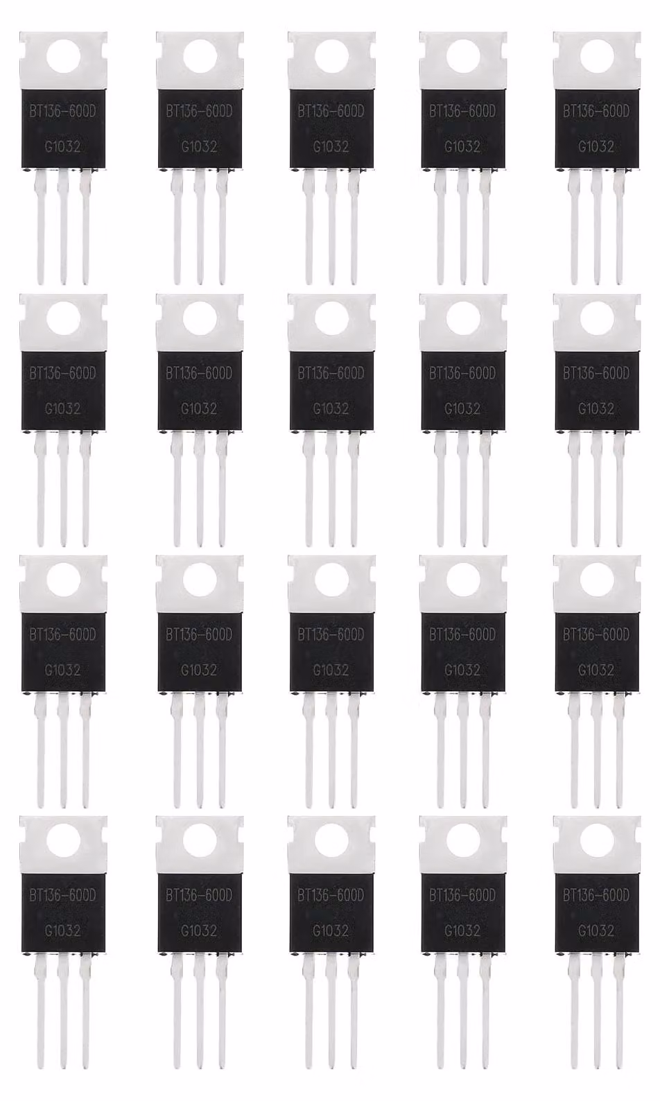 BT136-600D, triac TO-220, 600V, 4A, confezione da 20 pezzi