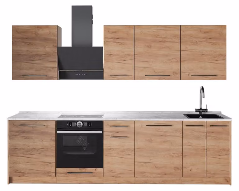 Cucina componibile Vicco Fame-Line Rovere dorato/Rovere dorato 280 cm, PL Marmo, Model 64198