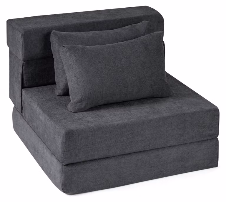 Divano letto COSTWAY, poltrona trasformabile 3 in 1 con 2 cuscini, divano letto pieghevole in tessuto ciniglia, materasso integrato, comodo divano