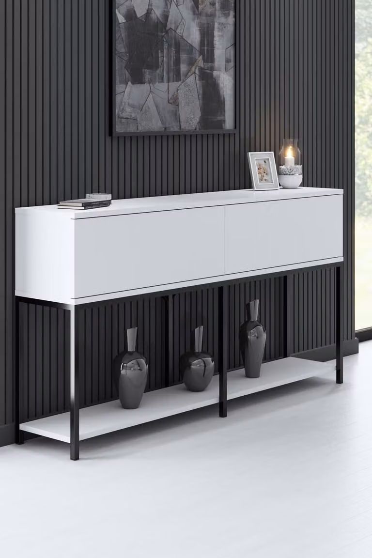 Skye Decor, Lord - Nero, Bianco, armadietti per soggiorno, nero, 150 x 80 x 30 cm