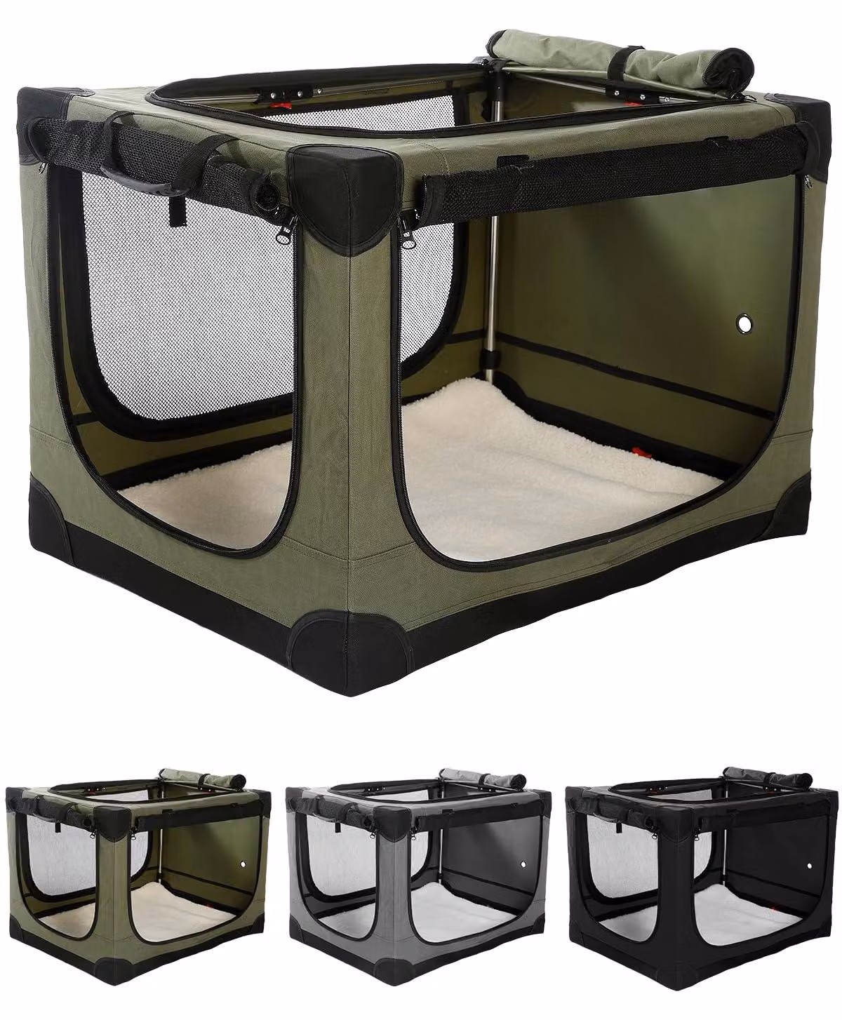 Trasportino pieghevole per cani - 60 x 42 x 42 cm - Verde - Realizzato in nylon Oxford impermeabile