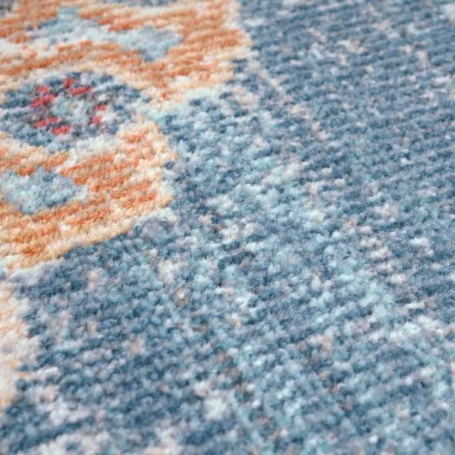 Tappeto rotondo Torino blu per interni ed esterni con motivo floreale, Diametro: 160 cm