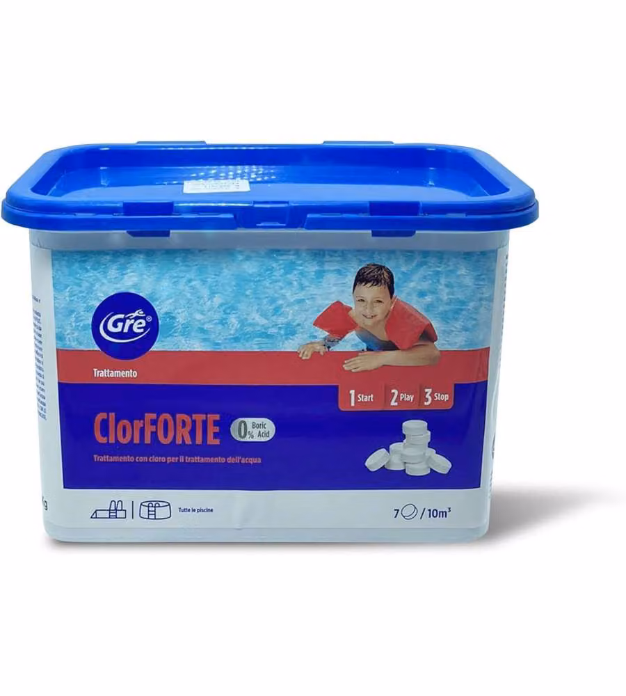 Gre Cloro Forte Compresse 30g per Piscina - Confezione da 1 kg