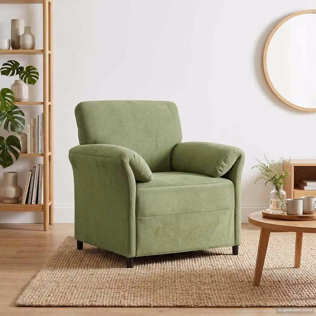 Divano singolo vidaXL in velluto verde con struttura in metallo, L: 88 cm, P: 83 cm, H: 95 cm