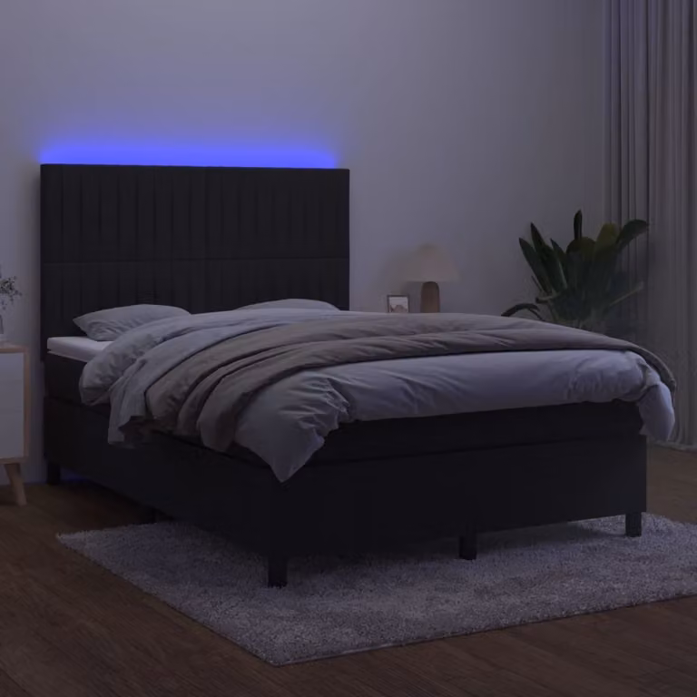 Maison Exclusive - Letto a Molle con Materasso e LED Nero 140x190 cm in Velluto