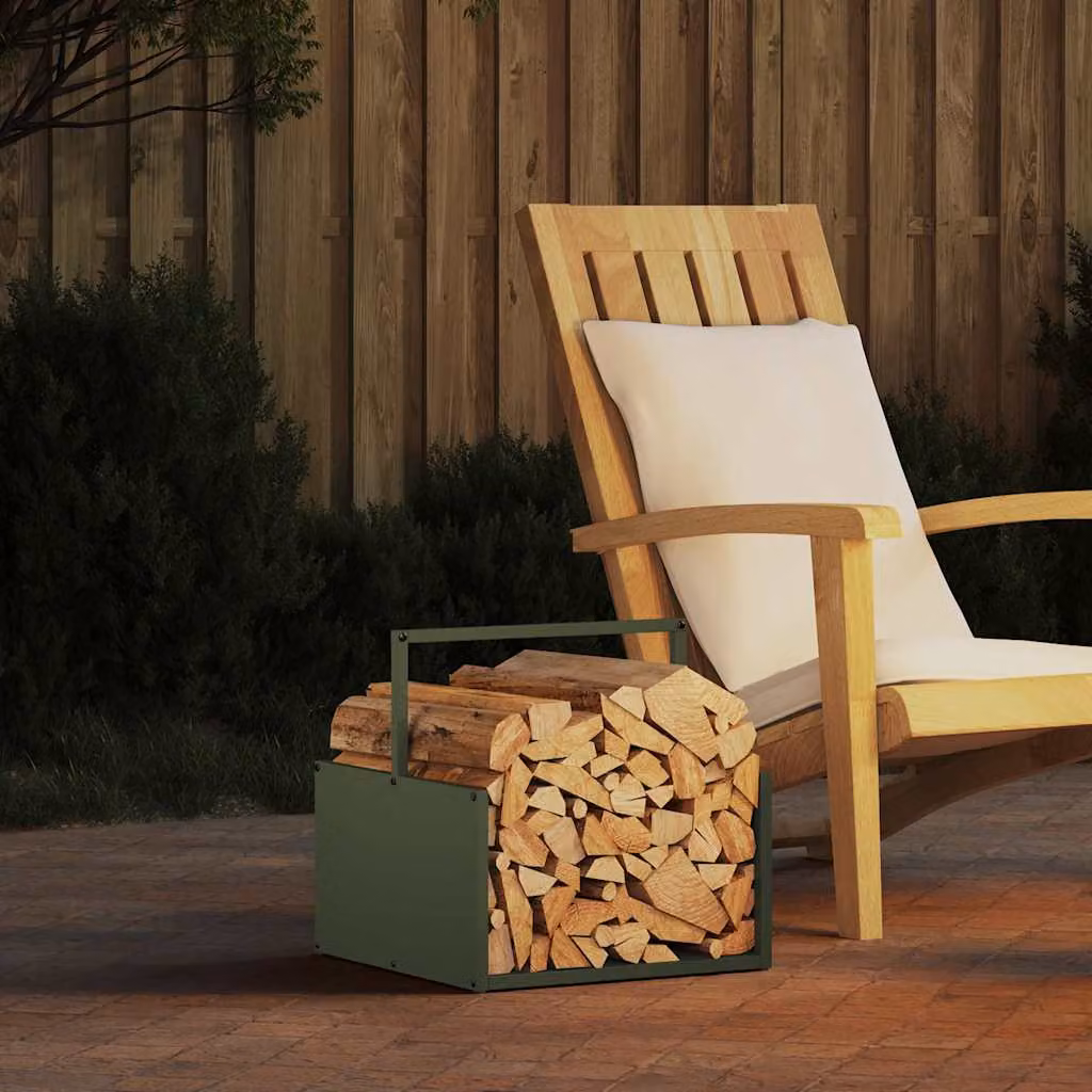 Rastrelliera per legna da ardere vidaXL Verde Oliva L/P/H: 40 x 40 x 40 cm