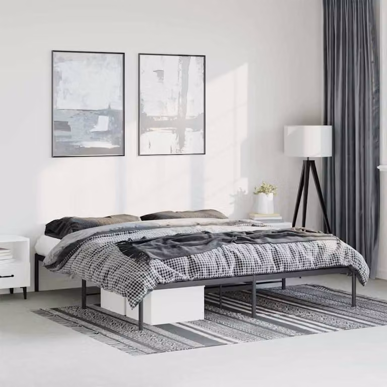 vidaXL Giroletto in Metallo Nero L: 187 cm, P: 219 cm, H: 31 cm