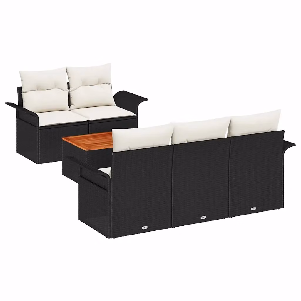 Set Divano da Giardino vidaXL 6 Pezzi Moderno a Forma di L con Cuscini e Tavolino Nero – 2