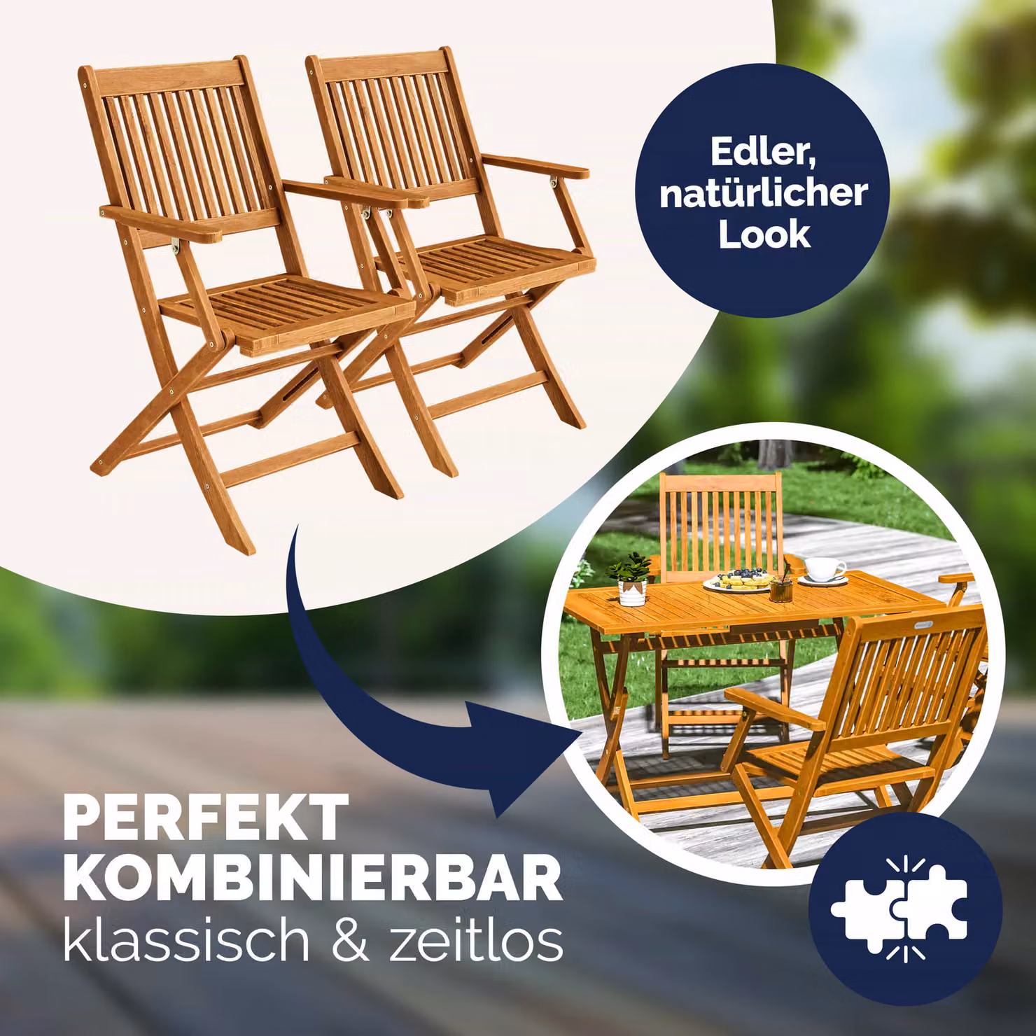 Set di 2 sedie Sydney Casaria in legno di acacia marrone certificato FSC impilabili – 3