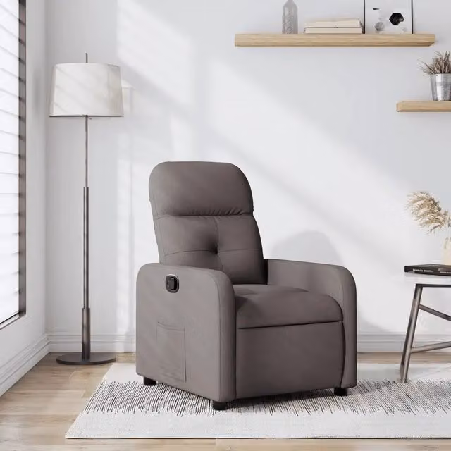 Poltrona Reclinabile Relax vidaXL in Tessuto Beige e Grigio con Braccioli e Reclinazione Manuale