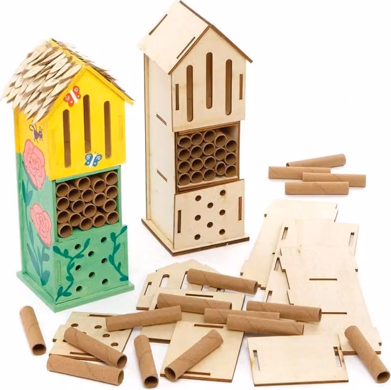 Set di hotel per insetti in legno - 2 pezzi Attività con legno da dipingere e decorare per progetti di artigianato o giardino per bambini