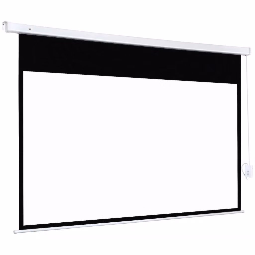 Schermo di proiezione motorizzato Zephmum da 100 pollici con formato 16:9, risoluzione 4K HD, colore bianco, con telecomando e montaggio a parete o soffitto – 2